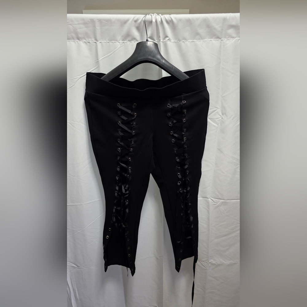 Torrid Black Leggings with Lace-Up Detail